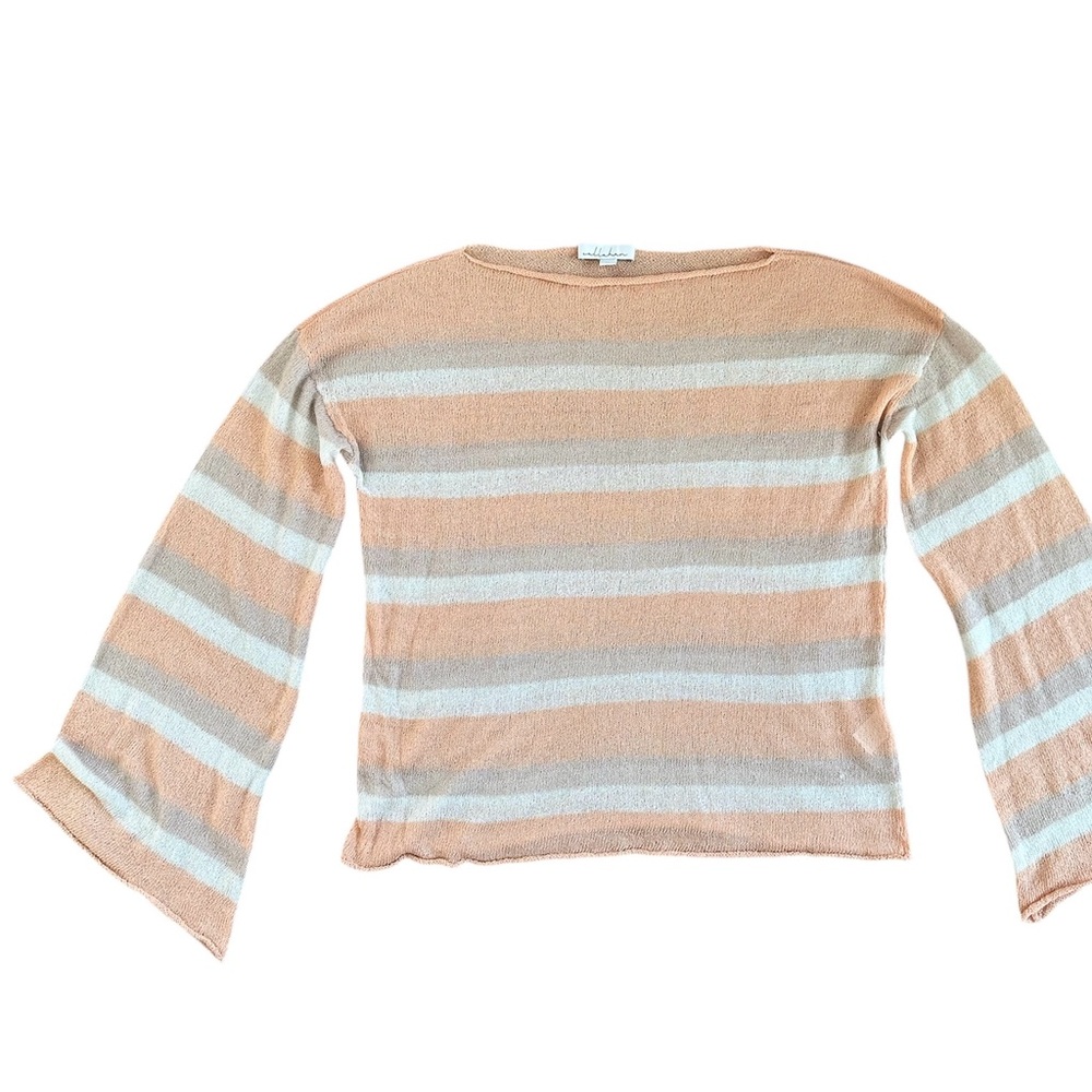 Anthropologie Stripe bell sleeve knit top NEW M Callahan Lightweight boatneck